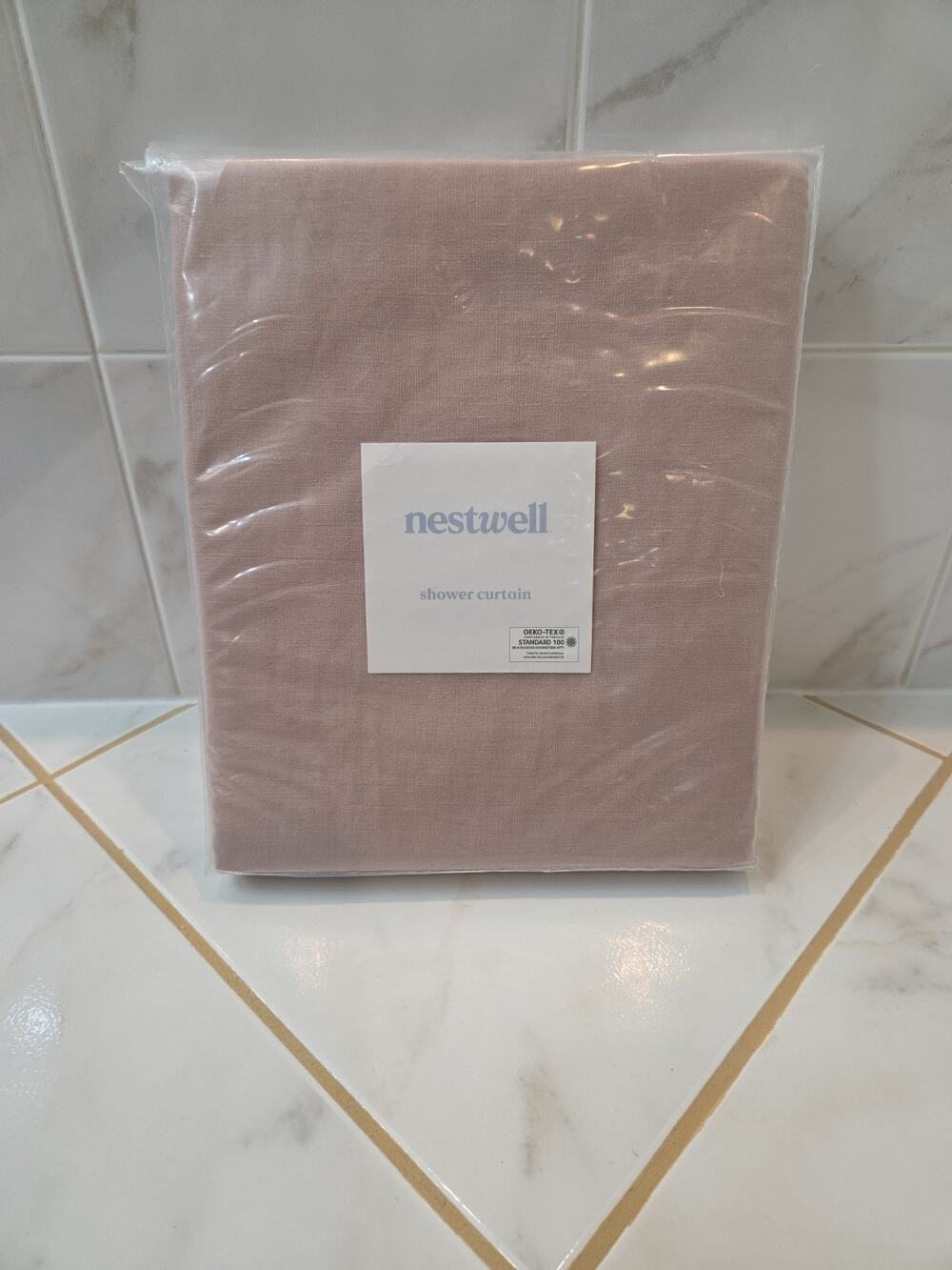 NWT Nestwell Fabric Shower Curtain Blush Pink Rose OEKO-TEX New"